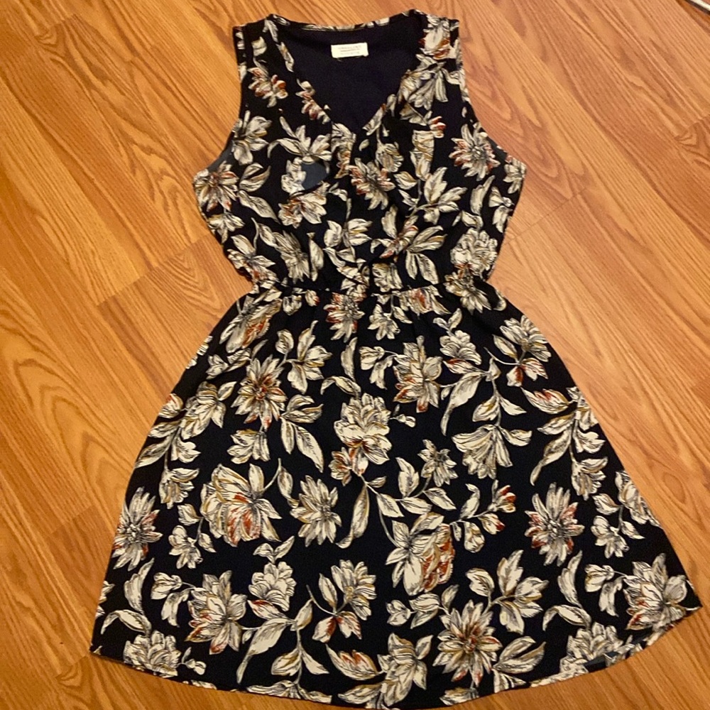 Dark Blue Floral Dress